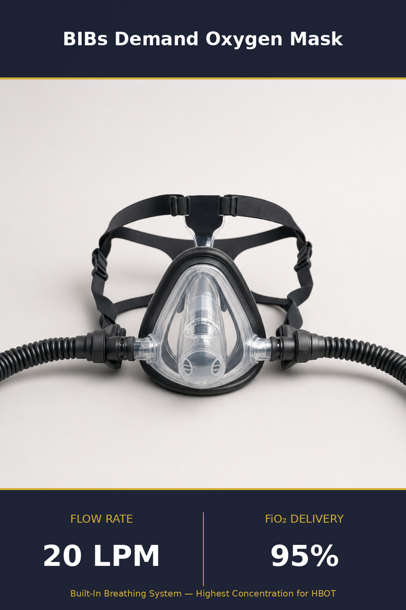 BIBs Demand Oxygen Mask — For Hyperbaric Chamber Use (Maximum Flow)