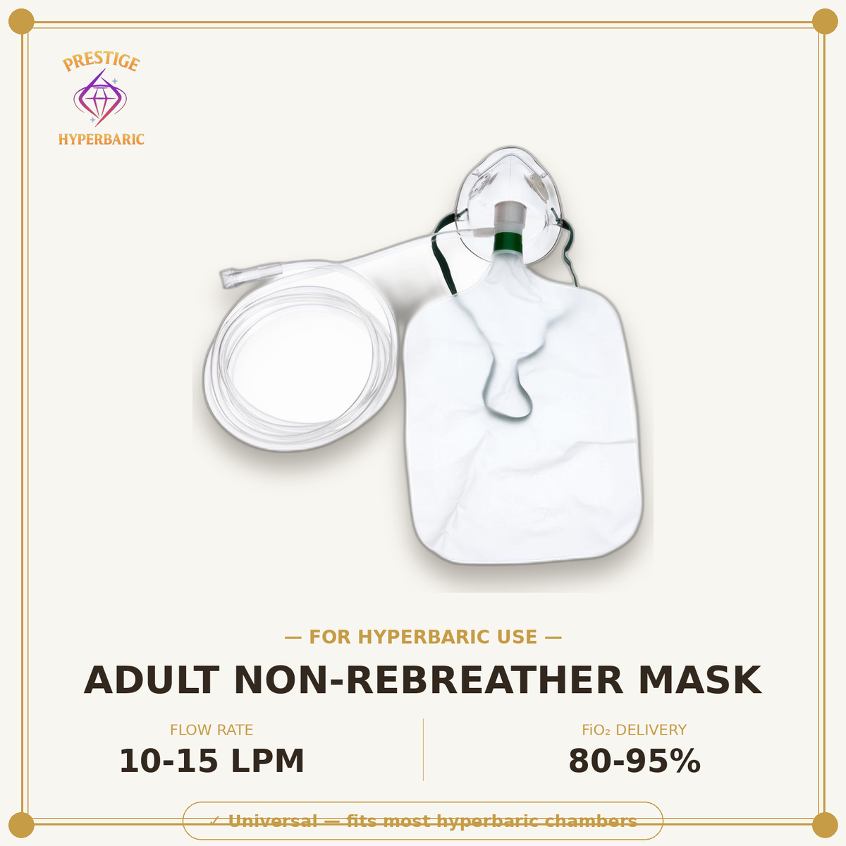 High-Concentration Non-Rebreather Mask — Optimized for Hyperbaric Treatment